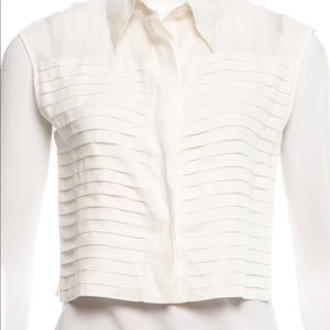 Vintage Chanel Linen Ruffle Blouse Top 38